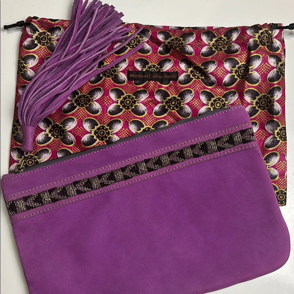 Maasai Collections‎ Purple Tassel Clutch